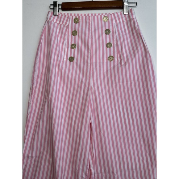 Show Me Your Mumu X Barbie Stacie Sailor Pants Pink White Striped Wide Leg Sz XS - Picture 3 of 10